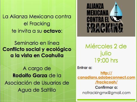 Octavo seminario – Conflicto social y ecológico a la vista en Coahuila